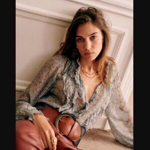 Sezane Celine Blouse // Blue Flowers // EU 34 US 2